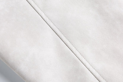 Cross Patchwork Oversize PU Leather Jacket WN23034