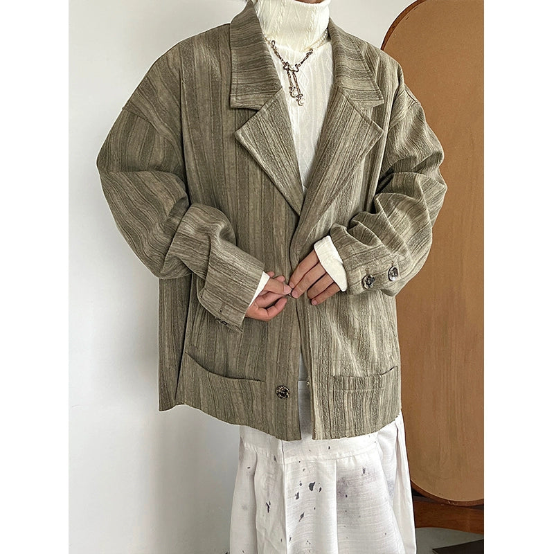 Tie-Dye Jacquard Texture Pleats Oversize Tailored Jacket WN20022