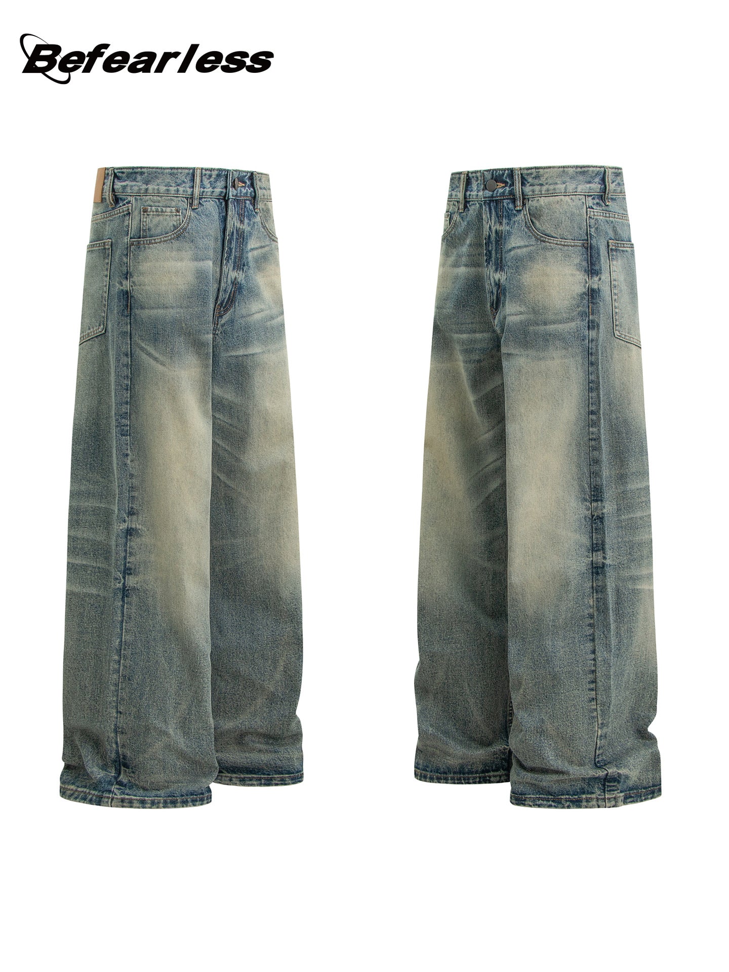 Washed Whisker Wide Leg Denim Jeans WN26283