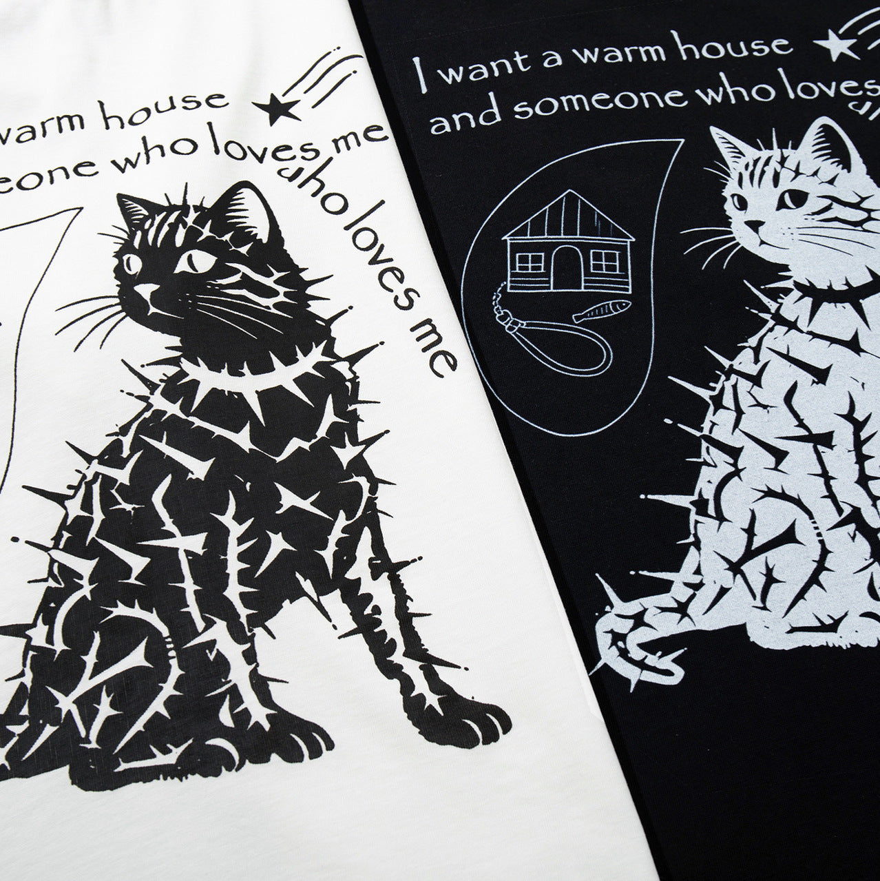 Stud Cat Print Short Sleeve T-Shirt WN25816