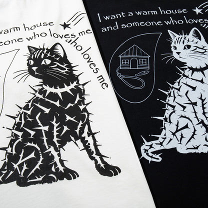 Stud Cat Print Short Sleeve T-Shirt WN25816