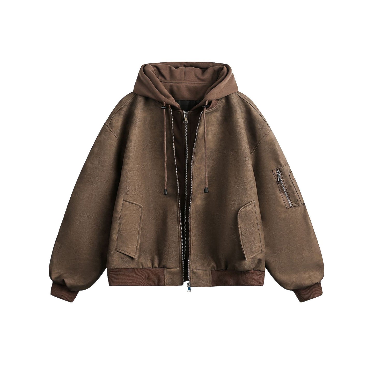 Heavy-Duty Simple Zipper Hooded Jacket WN13001