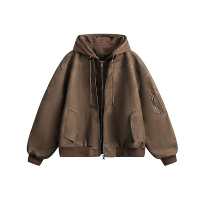 Heavy-Duty Simple Zipper Hooded Jacket WN13001