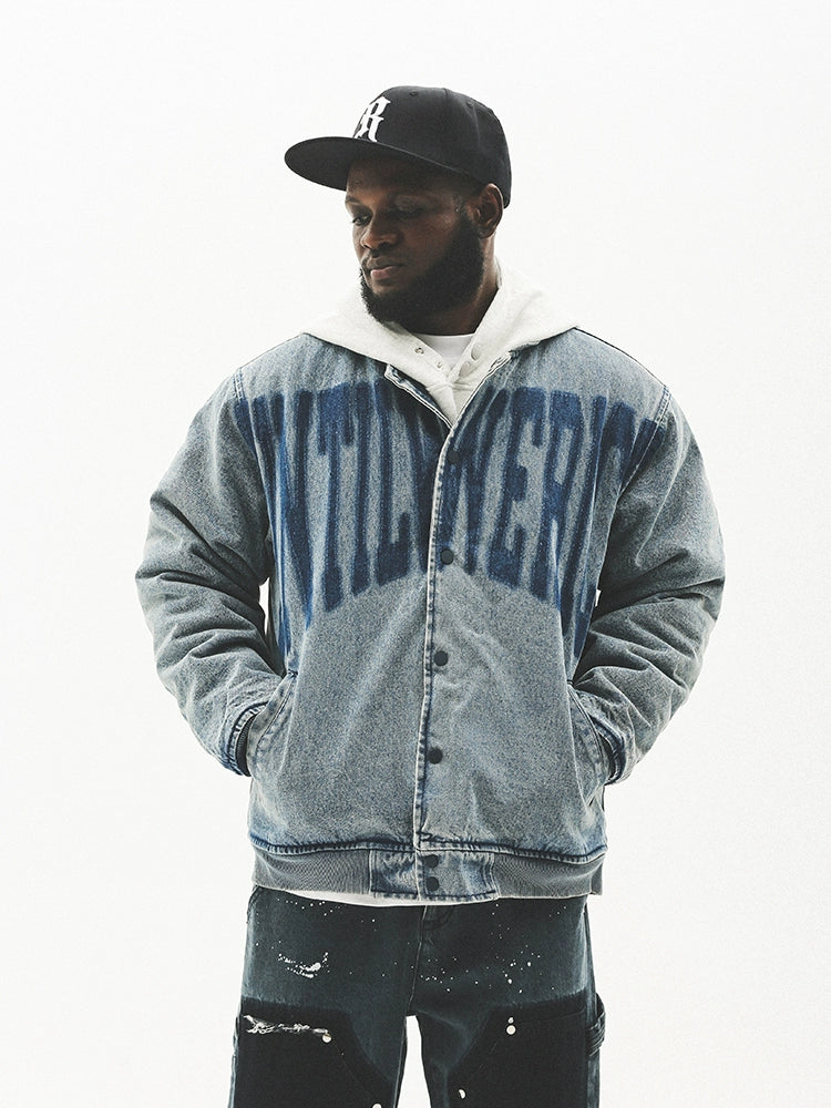 Letter Design Heavy Washed Oversize Jacket WN17739