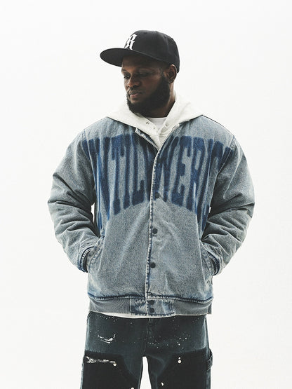 Letter Design Heavy Washed Oversize Jacket WN17739