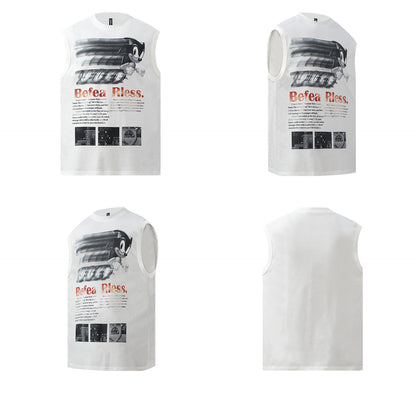 Character Letter Print Sleeveless T-Shirt WN26223