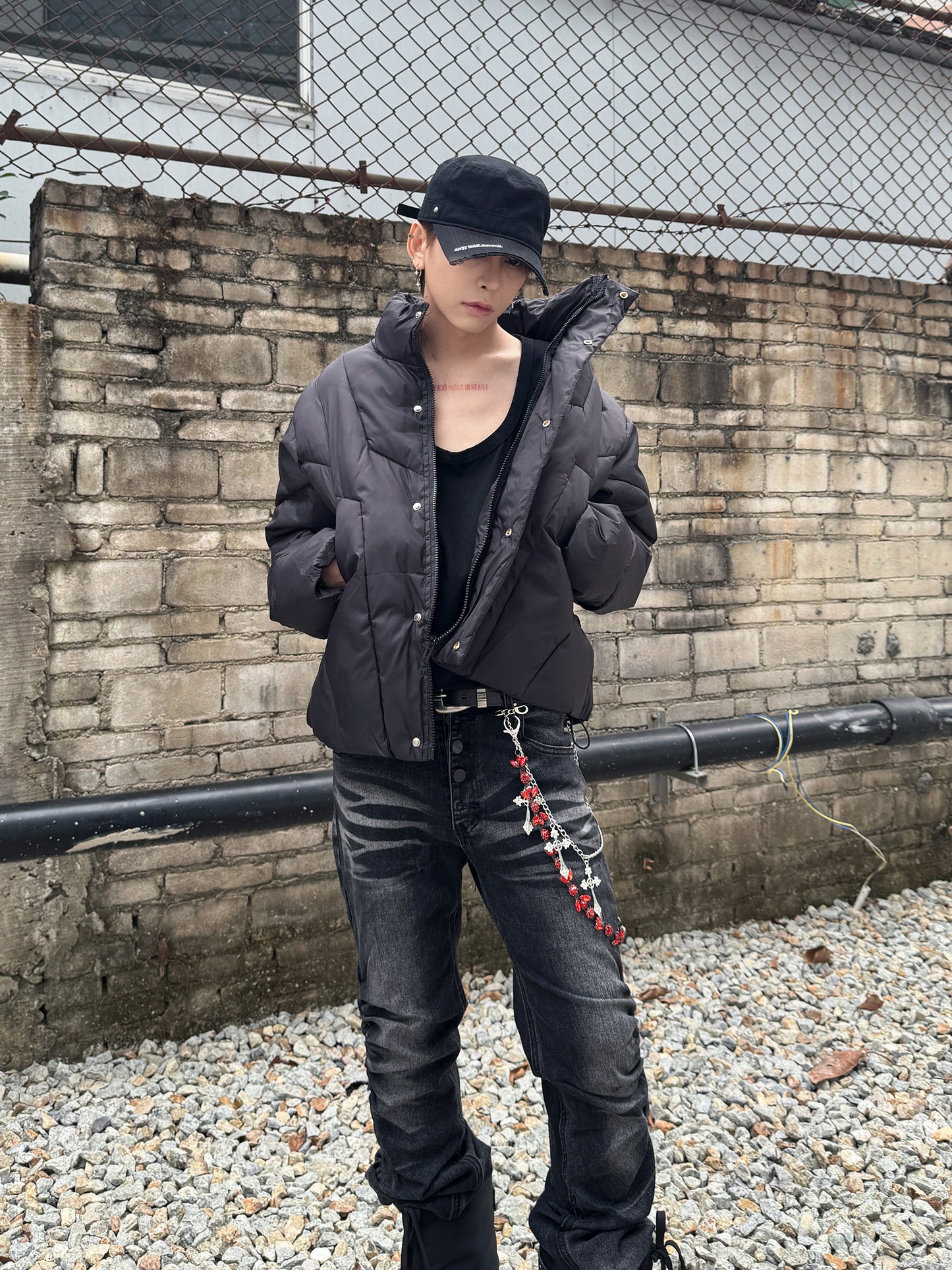 Letter Embroidery Short Puffer Jacket WN22975