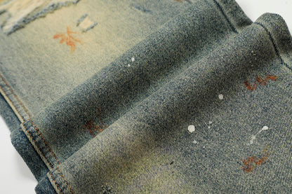 Dirty Washed Damage Flare Denim Jeans WN26103