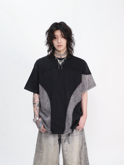 Oversize Asymmetrical Patchwork T-Shirt WN24438