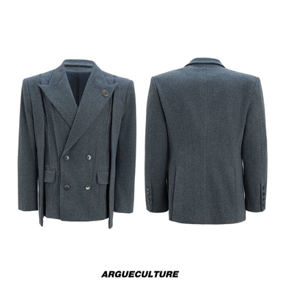 Colorblock Fake Layered Tailored Jacket & Fake Layered Trousers Setup WN22610