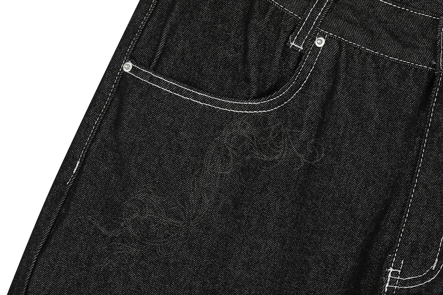 Contrast Stitch Bandana Patch Wide Leg Denim Jeans WN25979