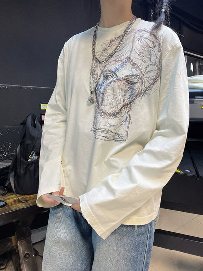 Graphic Design Oversize Long Sleeve T-Shirt WN16739