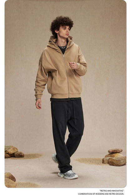 Oversize Plain Zipper Hoodie WN9971