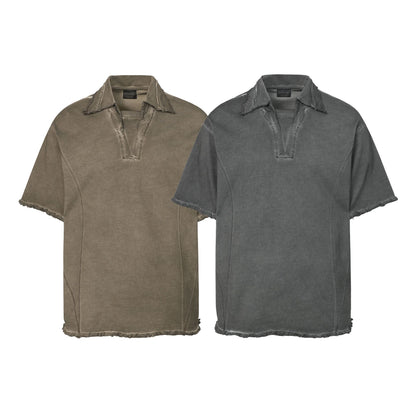 Lapel Wash Stain Short Sleeve Polo Shirt WN25637