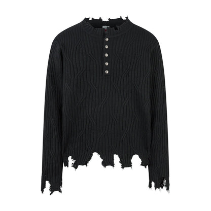 Distressed Raw Edge Knit Sweater WN24478