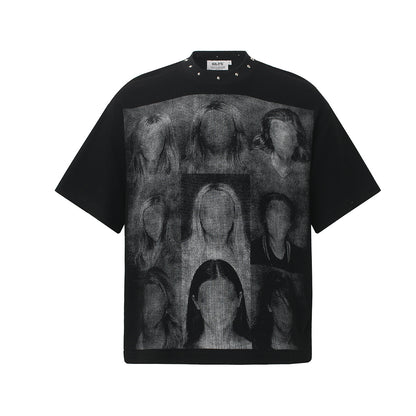 Portrait Studs Detail Short Sleeve T-Shirt WN25424