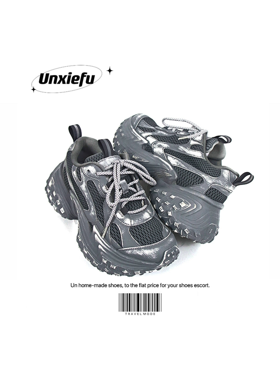 Washed Mesh Chunky Sole Dad Sneakers WN20790