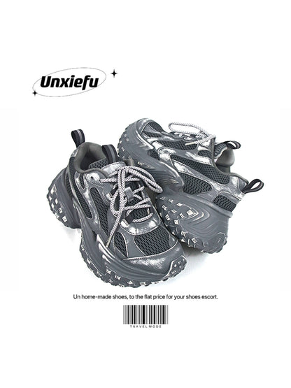 Washed Mesh Chunky Sole Dad Sneakers WN20790