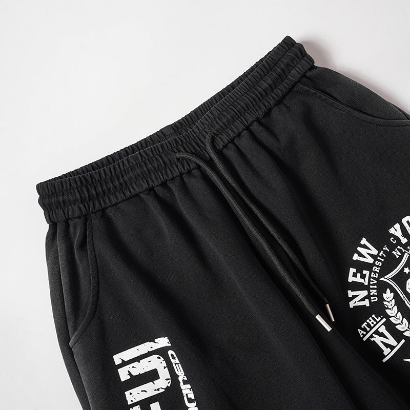 Letter Print Adjustable Hem Wide Leg Sweatpants WN27915