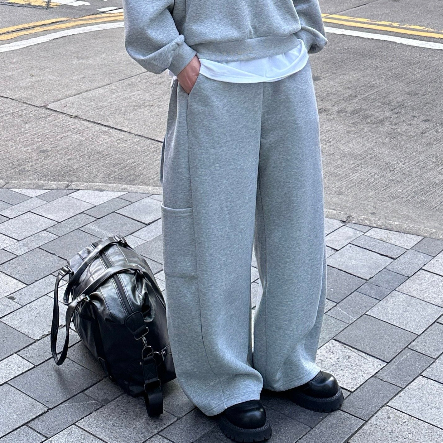 Half Zipper Hoodie & Wide Leg Pants Setup WN25188