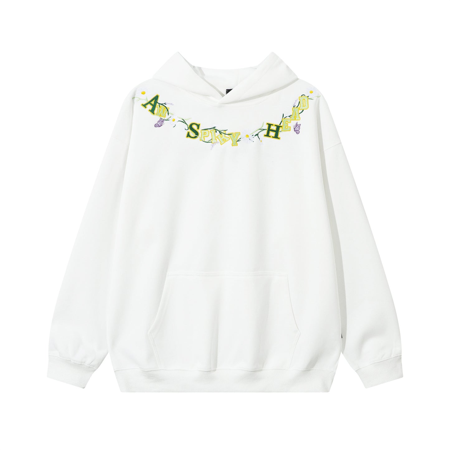 Bordado floral sudadera con capucha de gran tamaño WN11424