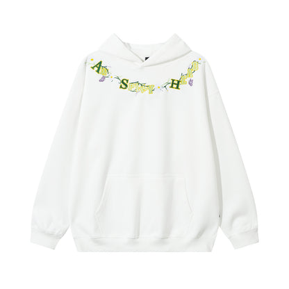 Bordado floral sudadera con capucha de gran tamaño WN11424