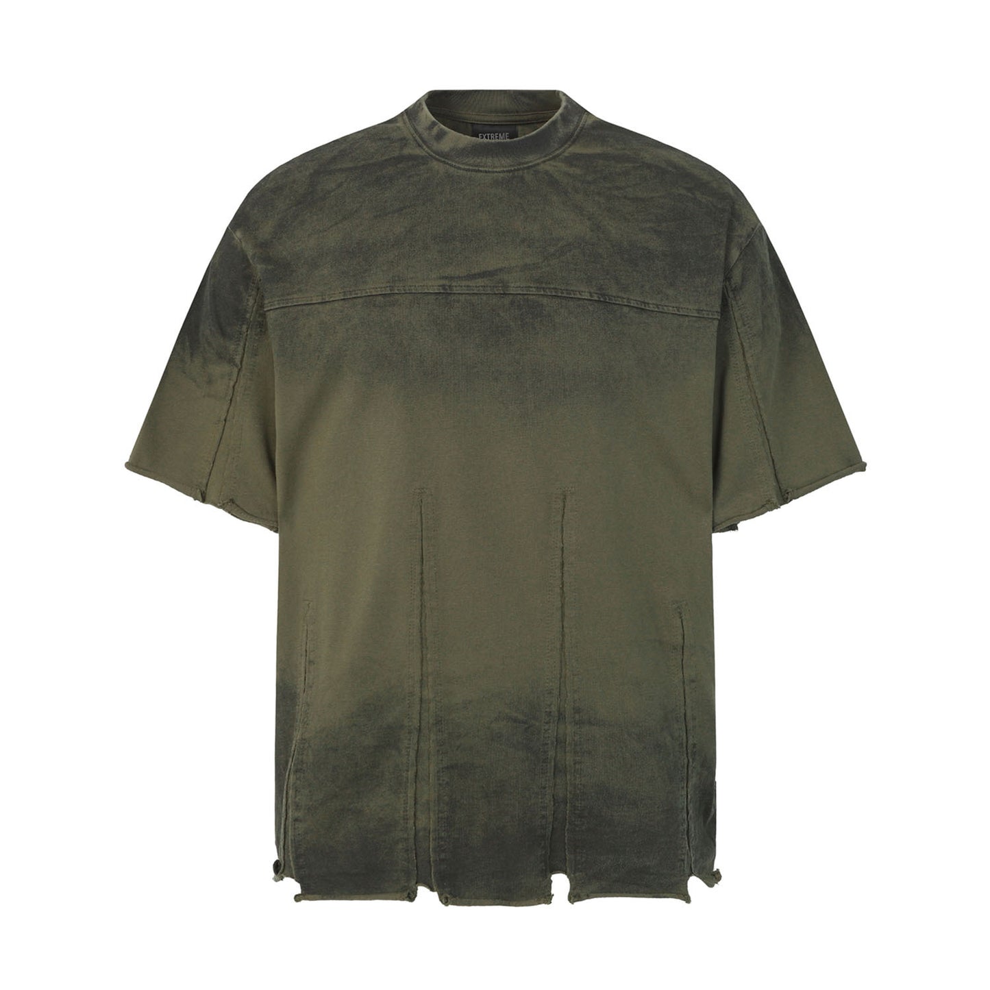 Washed Panel Raw Hem Short Sleeve T-Shirt WN26766