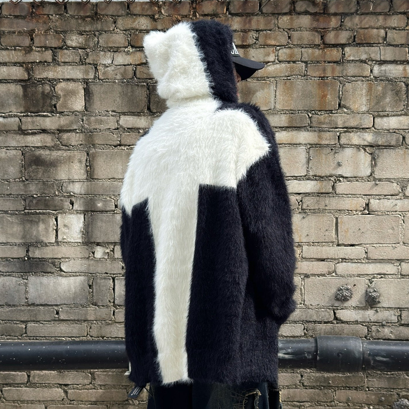 Cross Fake Mohair Oversize Zipper Hoodie WN22989