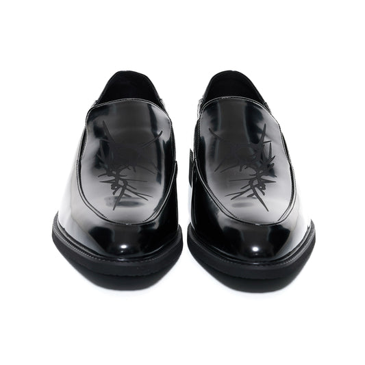 Pointed Toe Chunky Heel Leather Loafers WN20795