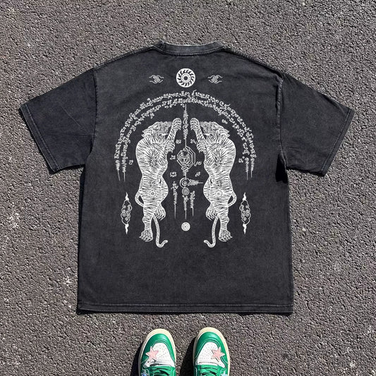 Oversize Graphic Art Print Short Sleeve T-Shirt WN16686