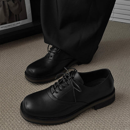 Round Toe Lace-Up Leather Shoes WN24540
