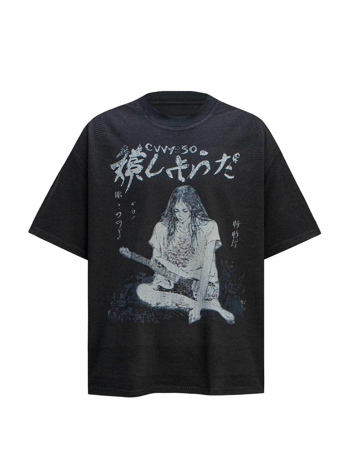 Waffle Portrait Print Oversize Short Sleeve T-Shirt WN26388