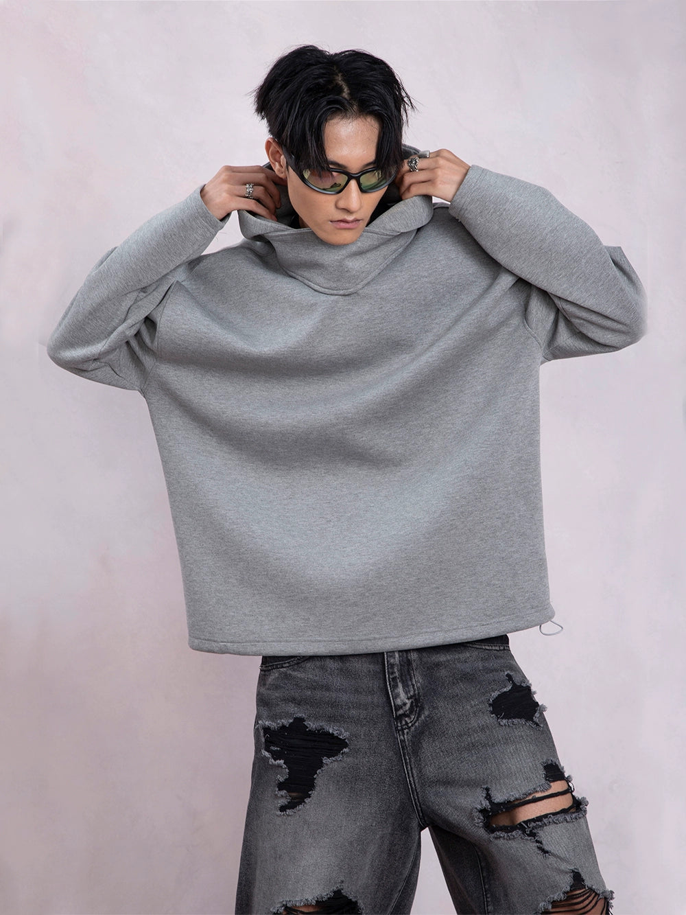 High-neck Oversize Pullover Hoodie WN9331