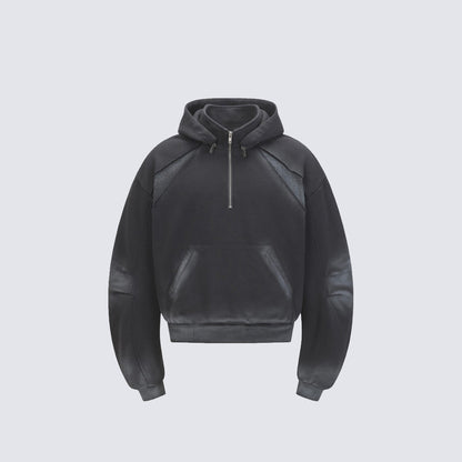 Tie-Dye Contrast Panel Half-Zip Hoodie WN28052