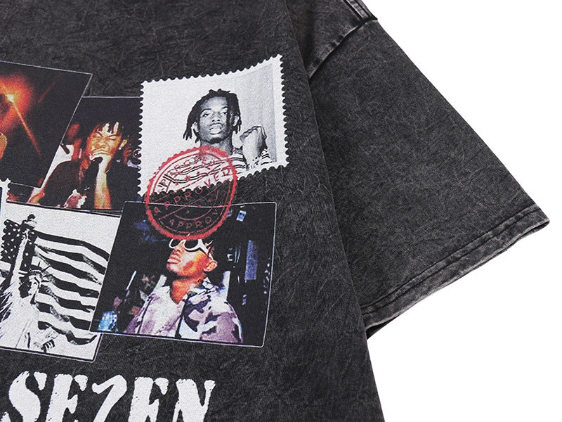 Portrait Design Washed Oversize Short Sleeve T-Shirt WN18591