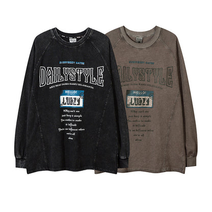 Letter Print Oversize Long Sleeve T-Shirt WN11164