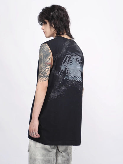 Star Round Neck Sleeveless T-shirt WN6547