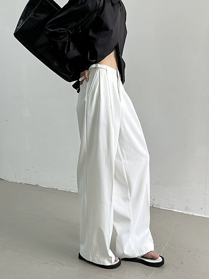 Drawstring Waist Draped Wide-Leg Trousers WN11640