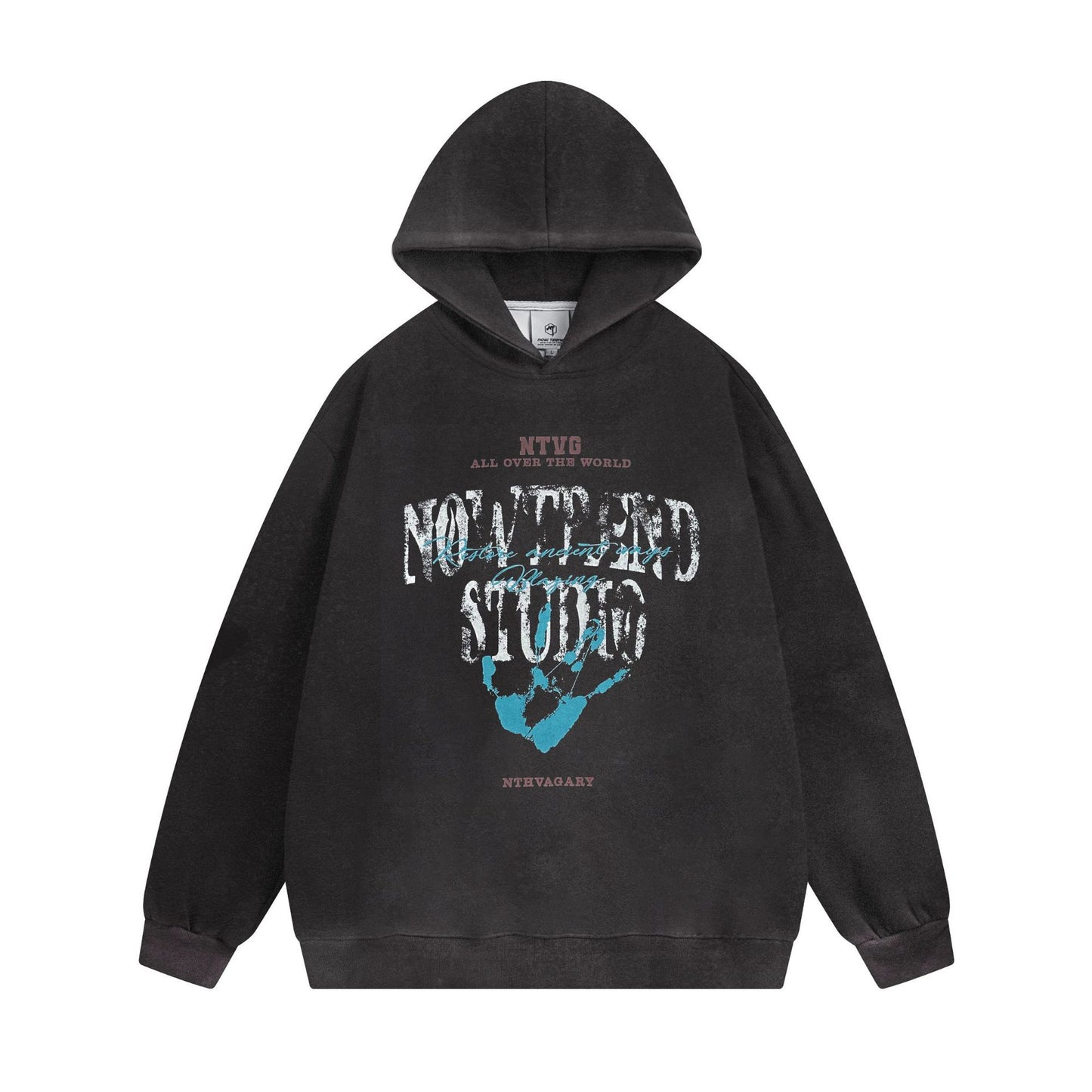 Washed SPRAY PAINT Letter Print Oversize Pullover Hoodie WN11461