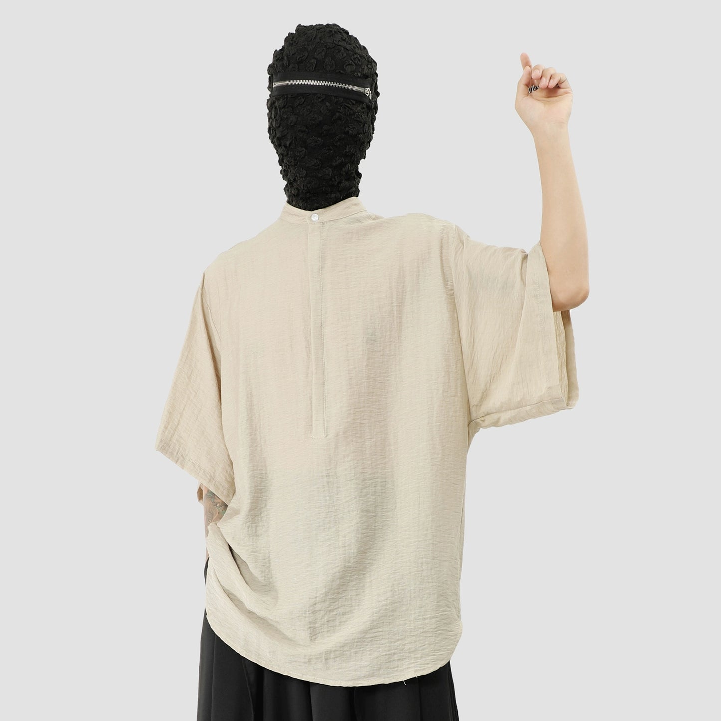 Standing-Collar Sleeve Short Sleeve Shirt WN20155