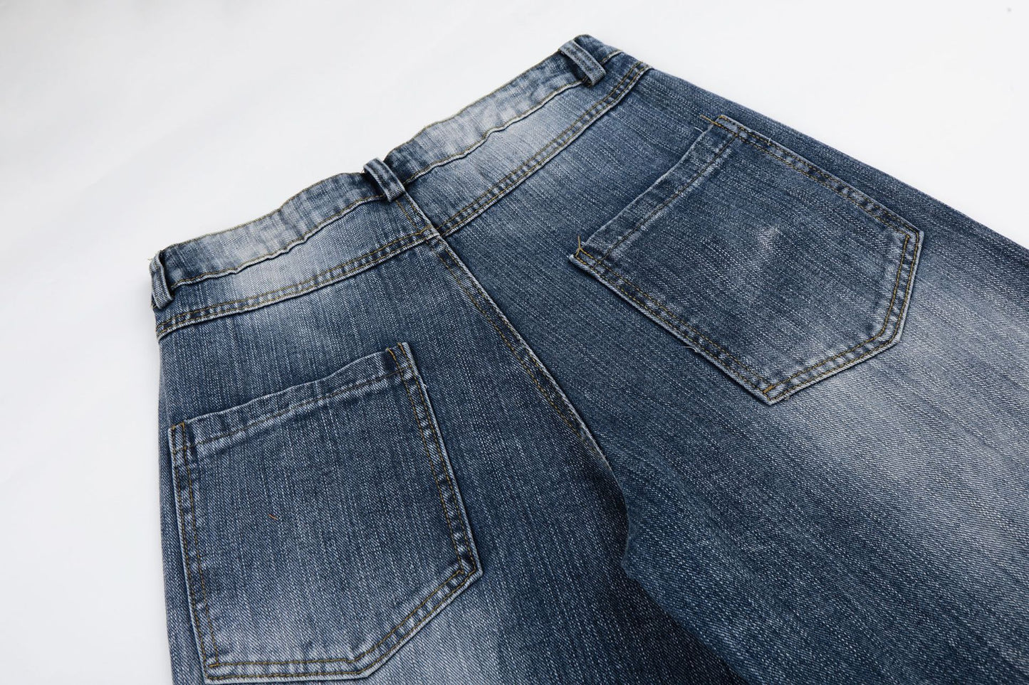 Washed Star Rhinestone Wide Leg Denim Jeans WN25458
