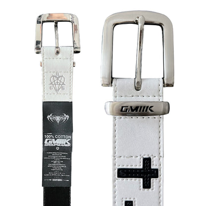 Black & White Cross Leather Elastic Belt WN17255