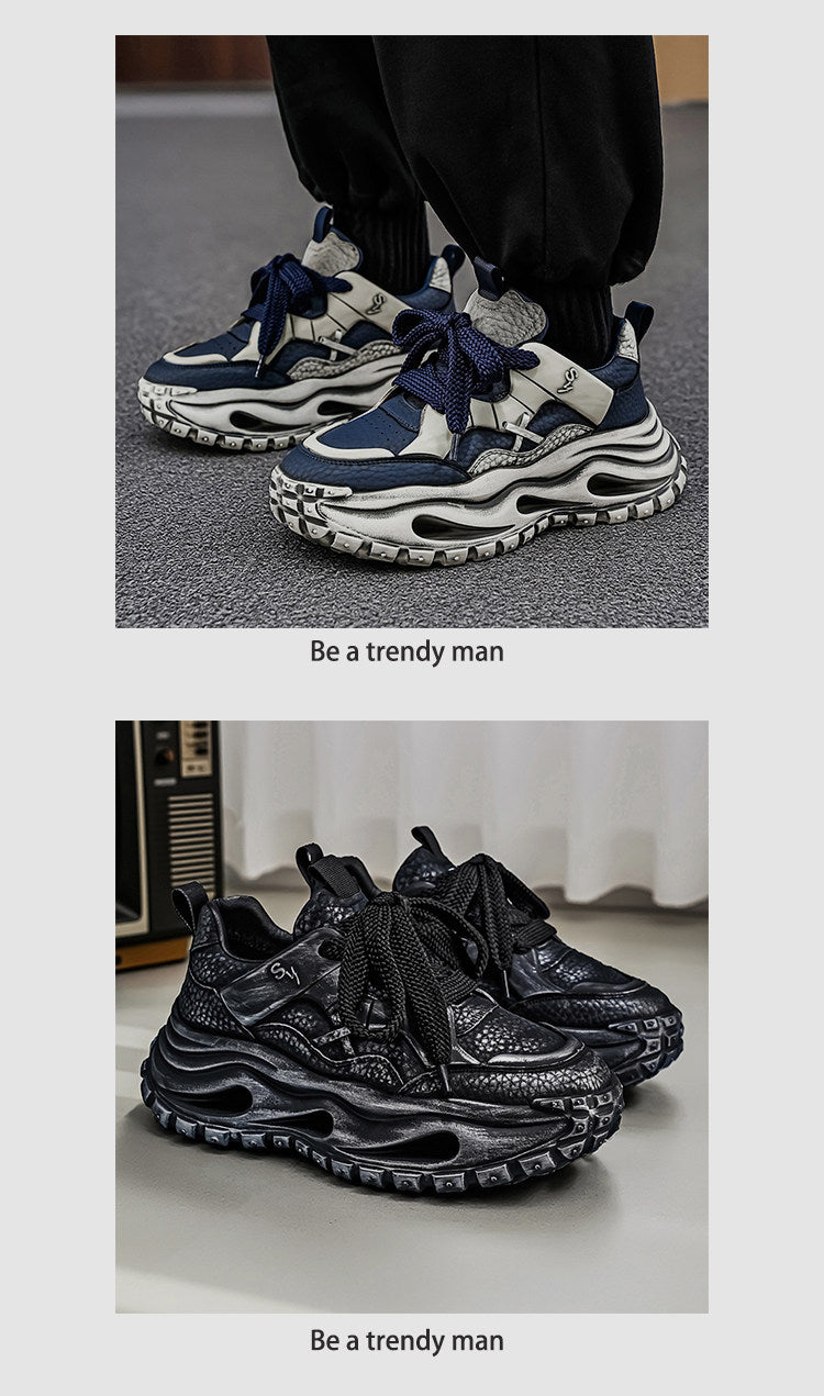 Strap Detail Chunky Sole Lace-Up Sneakers WN23363