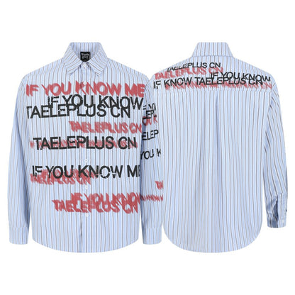 Stripe Letter Print Long Sleeve Shirt WN25396