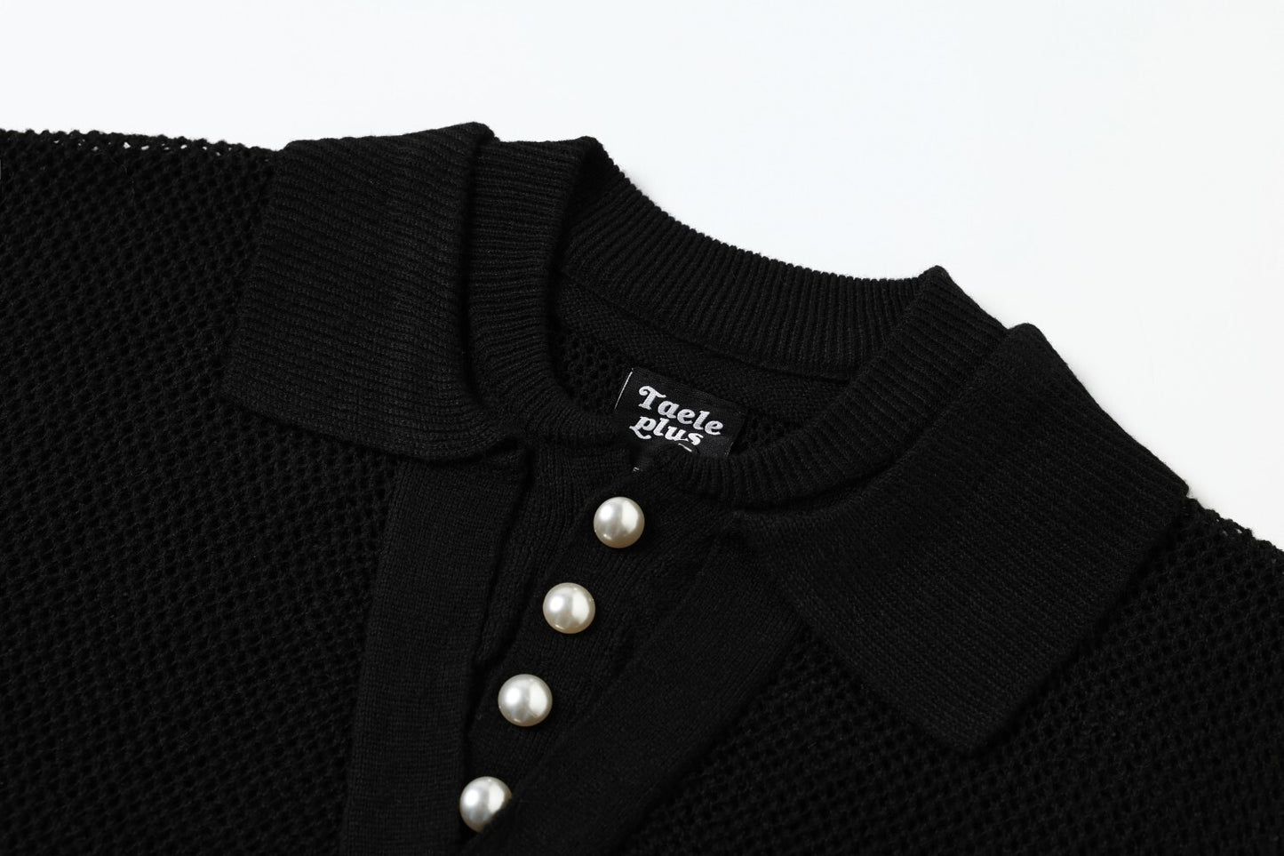 Openwork Short Sleeve Knit Polo Shirt WN25815