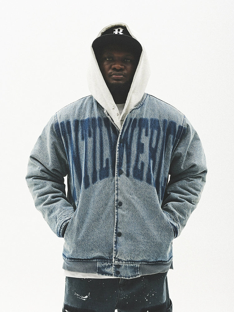 Letter Design Heavy Washed Oversize Jacket WN17739