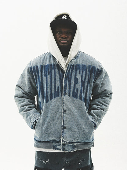 Letter Design Heavy Washed Oversize Jacket WN17739