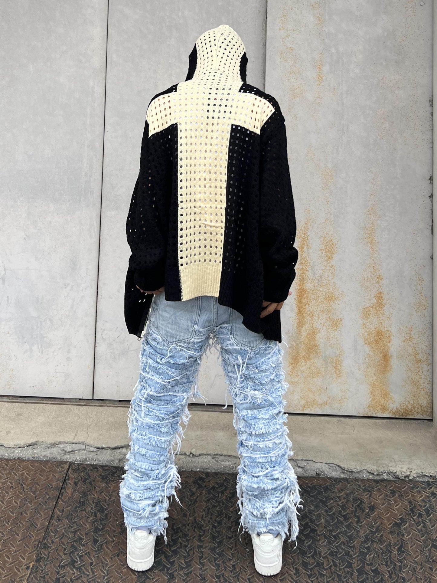 Washed Heavy Detail Fringe Straight Denim Jeans WN24094