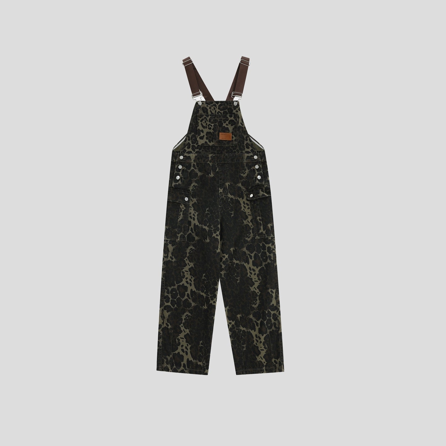 Workwear Pocket Leopard Denim Overalls WN7204