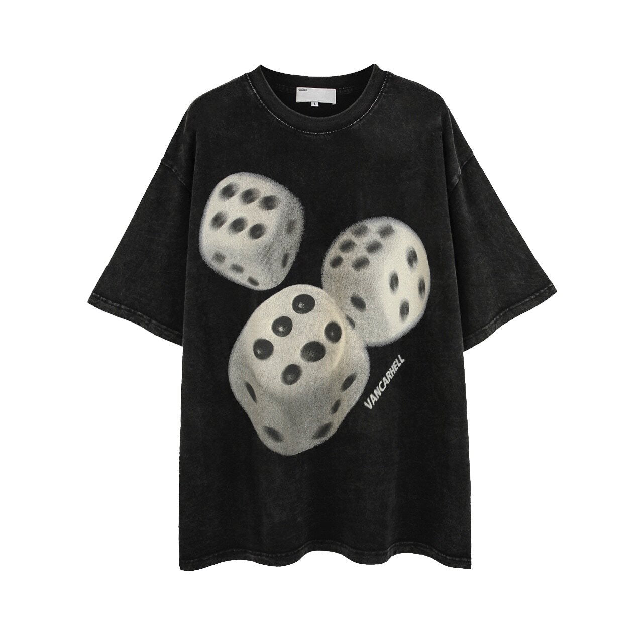 Dice Print Washed Oversize Short Sleeve T-Shirt WN24461